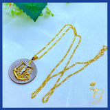 18K Real Gold Jesus and Anchor Necklace 18”