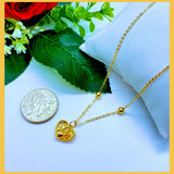 18K Real Gold Heart Necklace 16-17”
