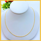 18K Real Gold Thin Rope Chain 18”