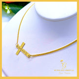18K Real Gold Centered Cross 16-18 Necklace 18”