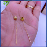 18K Real Gold Half Ball Drop Earrings 2”