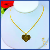 18K Real Gold Heart with Initial Necklace 18”
