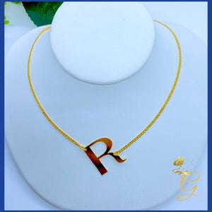 18K Real Solid Gold Initial R Necklace 18 ”
