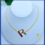 18K Real Solid Gold Initial R Necklace 18 ”