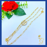 18K  Real Gold Paper Clip Set Of Necklace & Bracelet 18 ” 7.5”