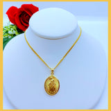 18K Real Gold Religious Reversible Necklace 18”